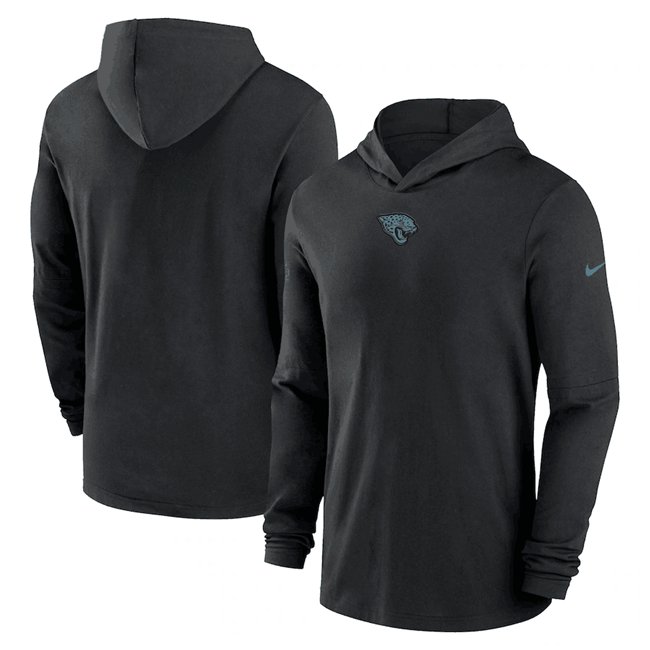 Men's Jacksonville Jaguars Black Sideline Performance Long Sleeve Hoodie T-Shirt